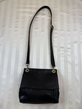 Joy Susan Black Vegan Leather Crossbody Bag Medium Sized Flap Pockets